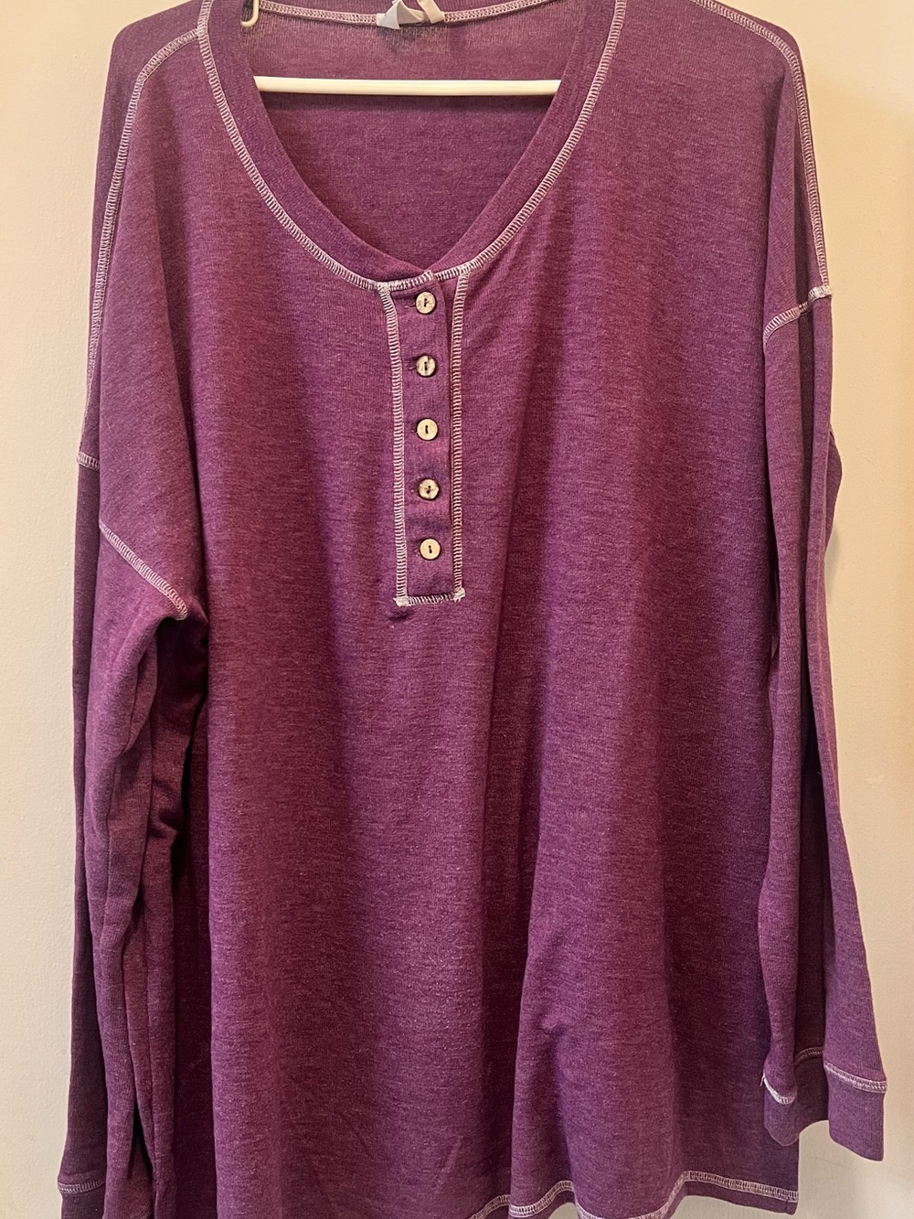 Suzanne Betro Plum Button-Front Long Sleeve Top
